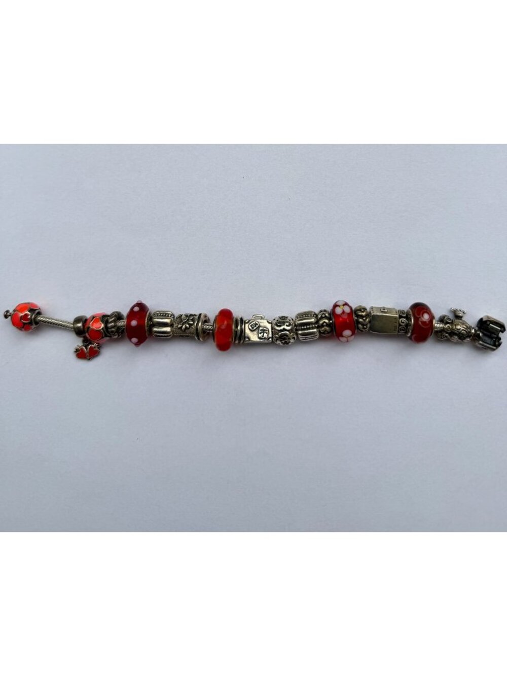 PANDORA Sterling Silver Bracelet with 21 Charms Beads